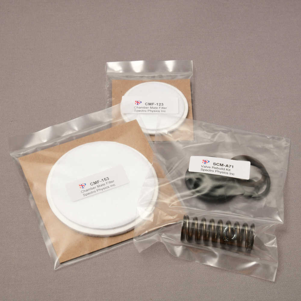Two sizes of Spectro Physics Filters and a valve rebuild kit